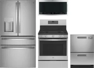 4 Piece Package Includes Refrigerator, Range, Microwave And Dishwasher